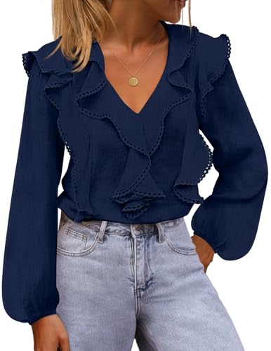 MEROKEETY Womens Spring Summer Long Sleeve Ruffle Blouse 2026